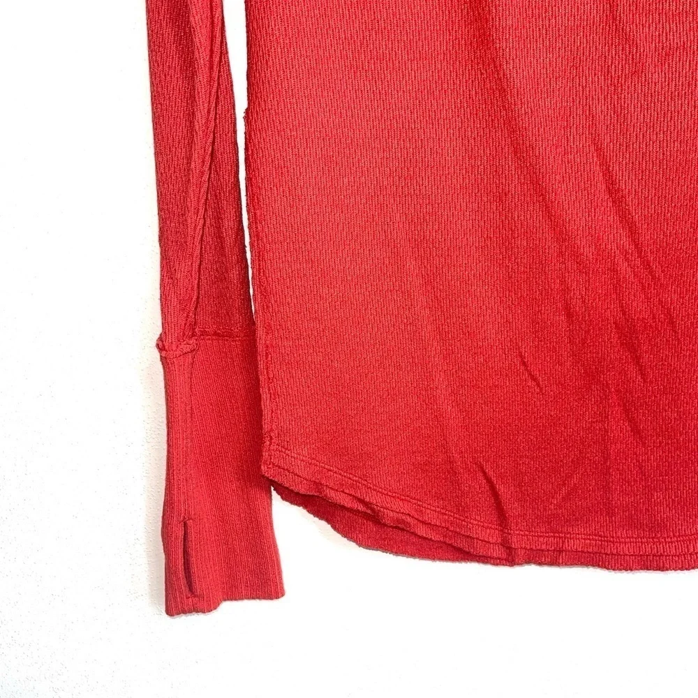 Free People We The Free Waffle Knit Tunic Top Solid Red Oversized Xsmall Women’s